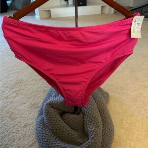 2/$10 NWT Wm’s Lands End Size. L Bright Pink High-Waisted Bikini Bottom